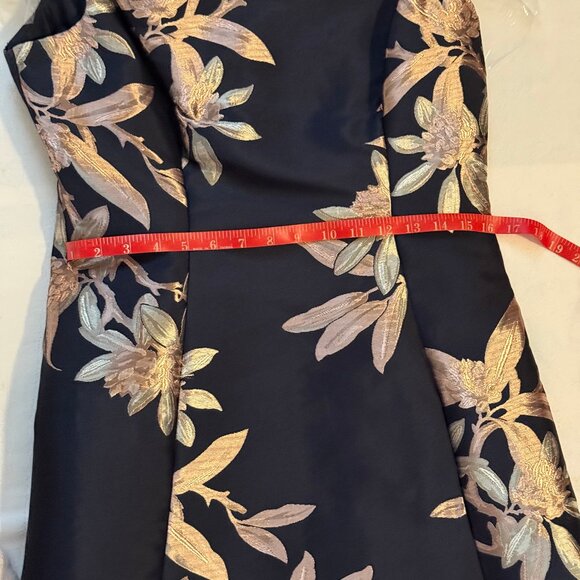 Adrianna Papell Navy & Pink Textured Print A-Line Dress Size 10 Sleeveless - Picture 7 of 8